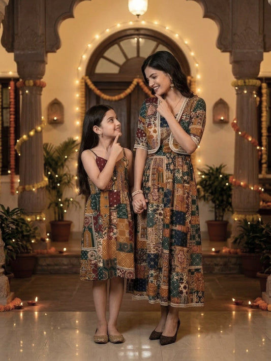 Mother & Daughter Matching Ethnic Set – Cotton Wear