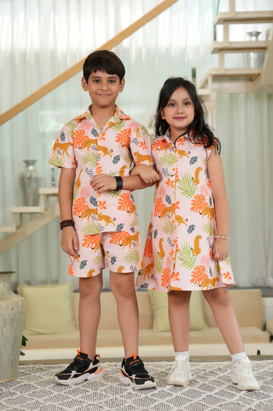 Brother Sister Matching Outfits – Tropical Resort Wear for Beach Vacation and Birthday