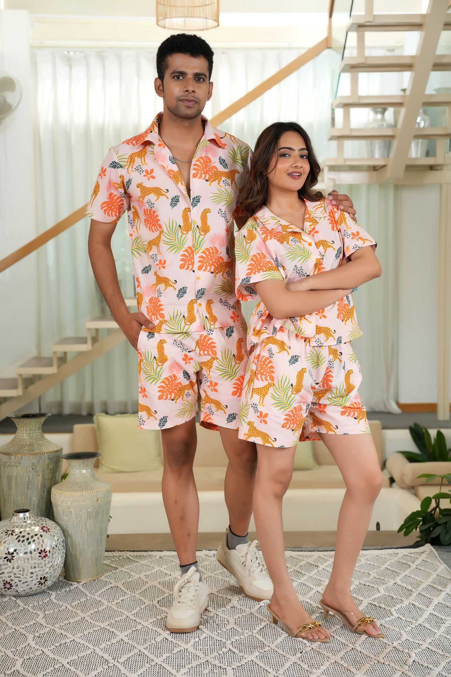 Couple Matching Co-Ord Set – Shirt & Shorts for Beach Holiday and Staycation