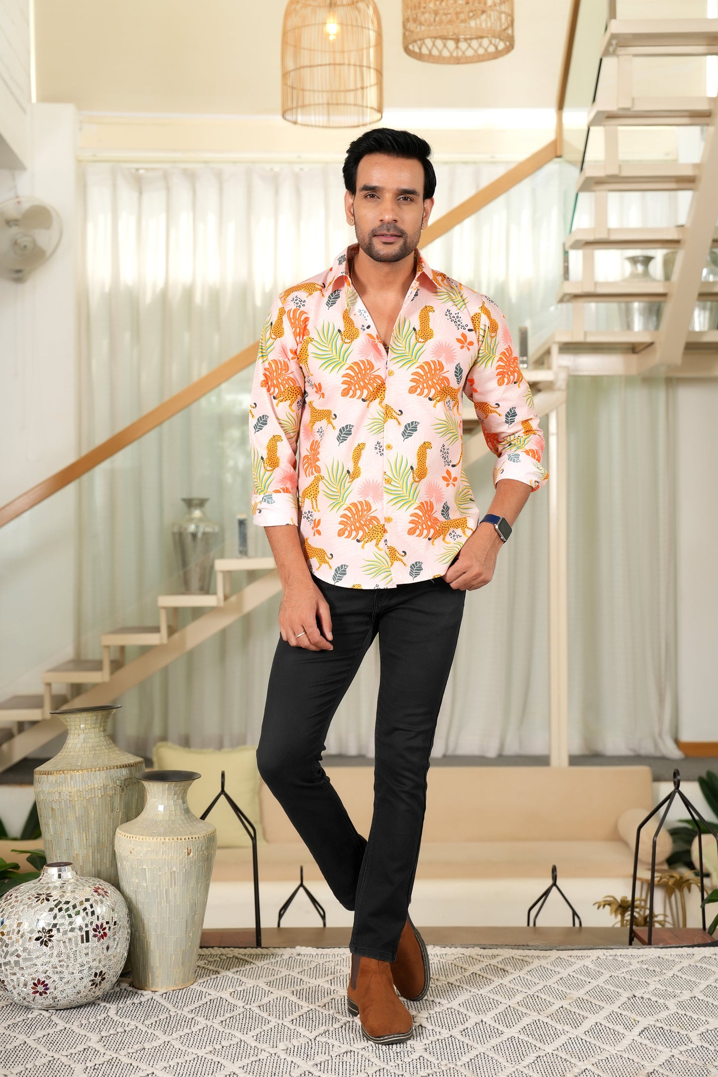 Men Full Sleeve Shirt – Romantic Resort Wear for Dinner Honeymoon and Vacation