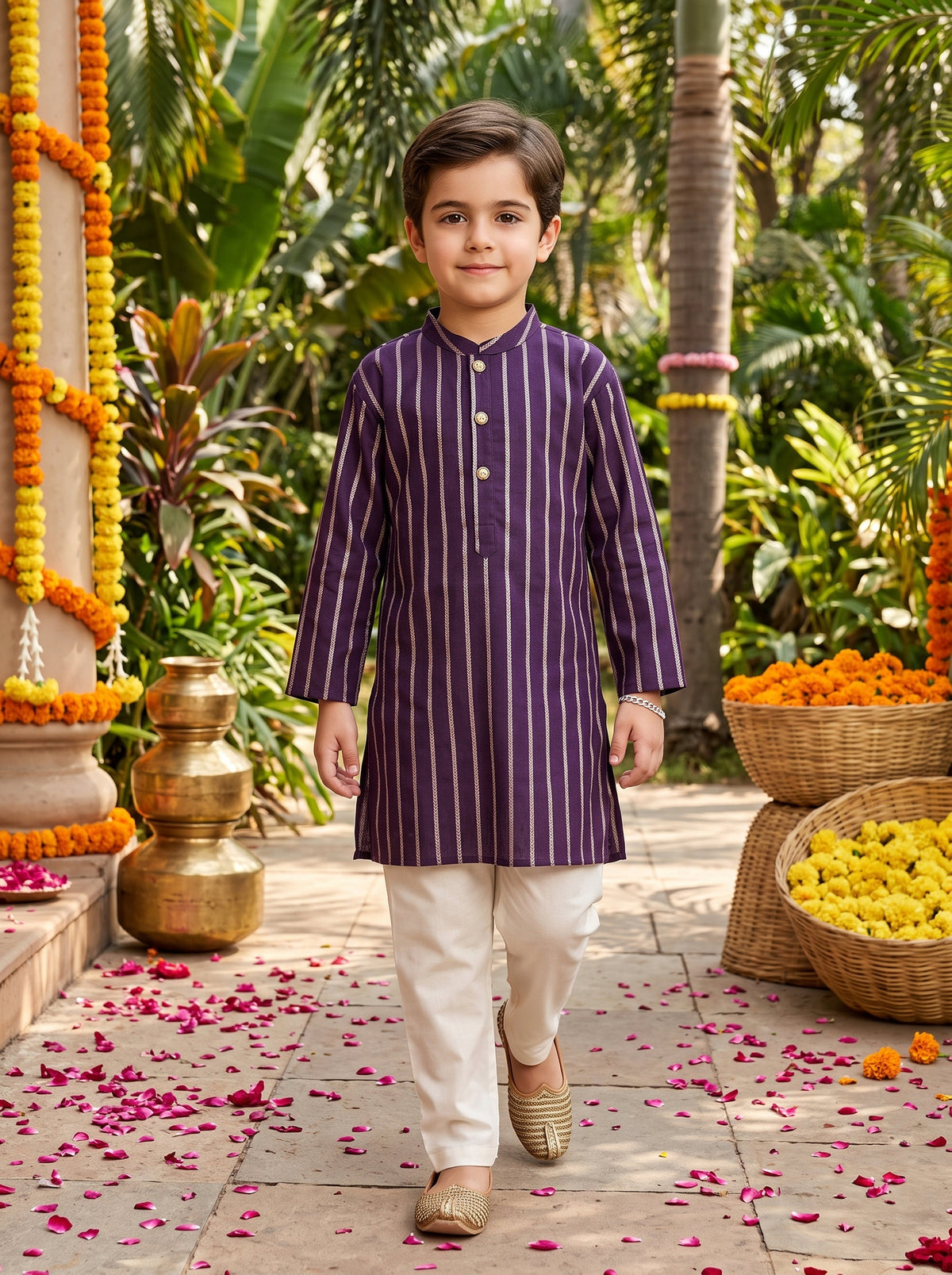Boys Traditional Kurta Pajama Set – Cotton Festive Wear