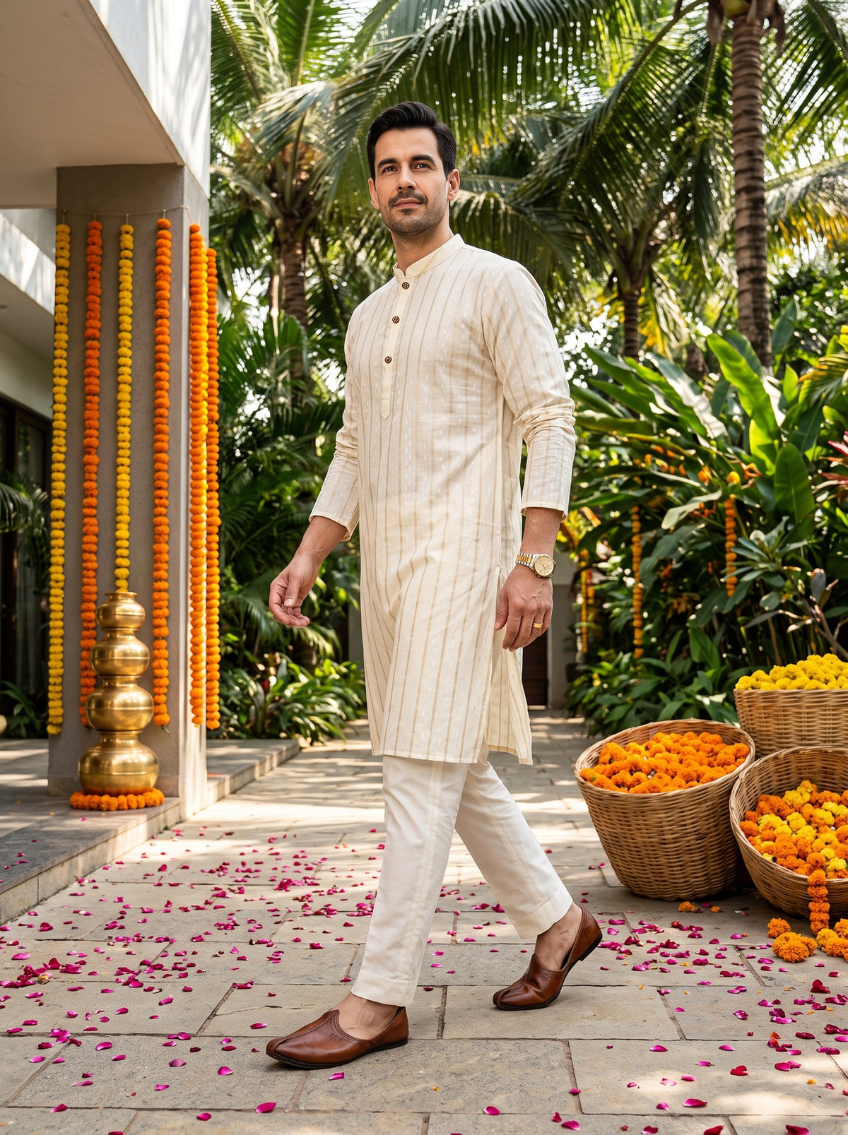 Men’s Traditional Cotton Kurta – Puja & Festival Wear