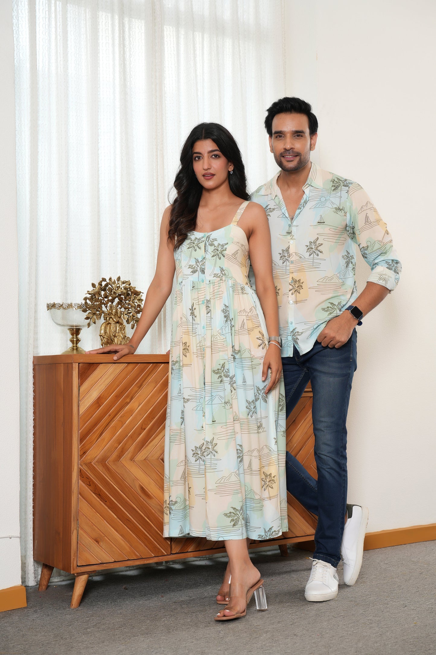 Couple Matching Outfit – Shirt & Dress Combo for Beach Vacations