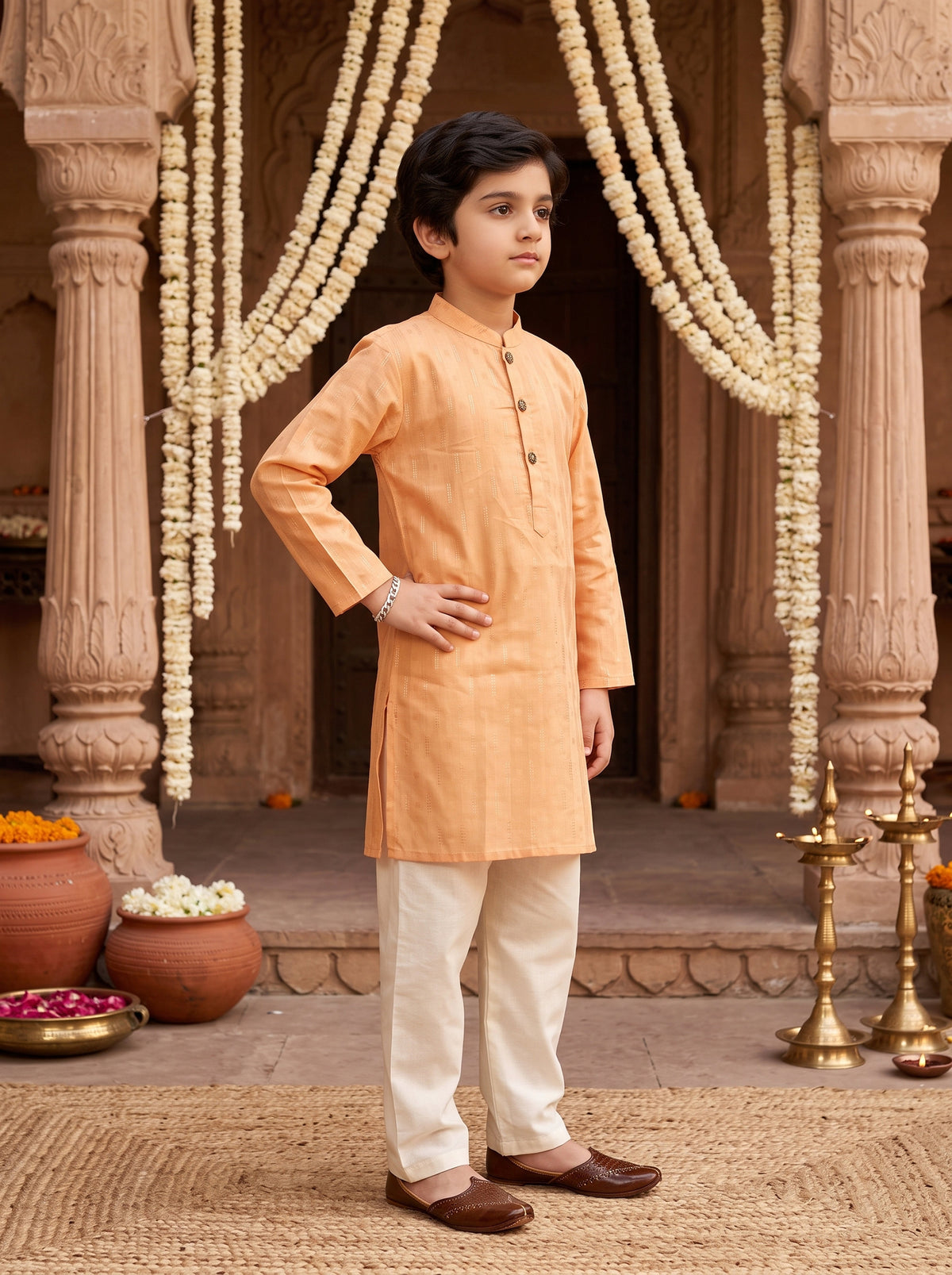 Boys Wedding Kurta Pajama Set – Traditional Cotton Wear