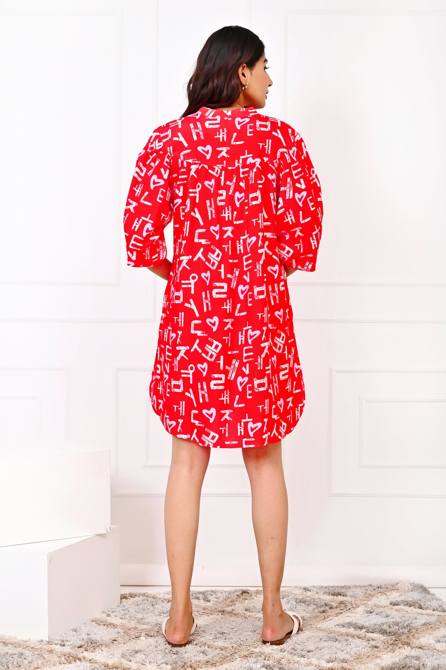 Women’s Love Script Kurta Dress – Elegant Valentine Outfit