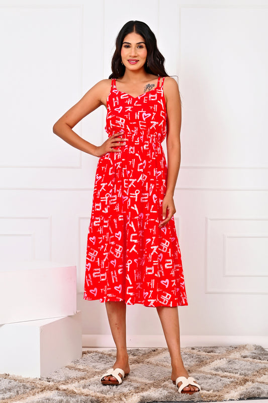 Girl’s Sleeveless Love Script Midi Dress – Cute Valentine Outfit