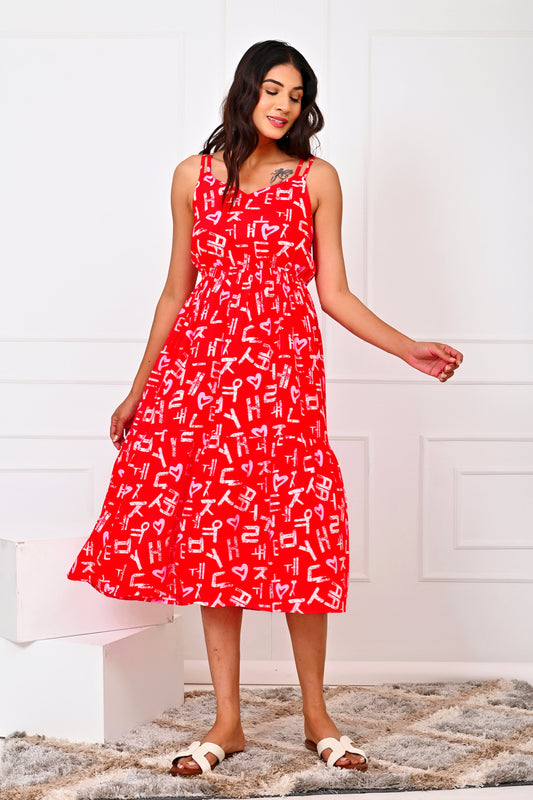 Girl’s Sleeveless Love Script Midi Dress – Cute Valentine Outfit