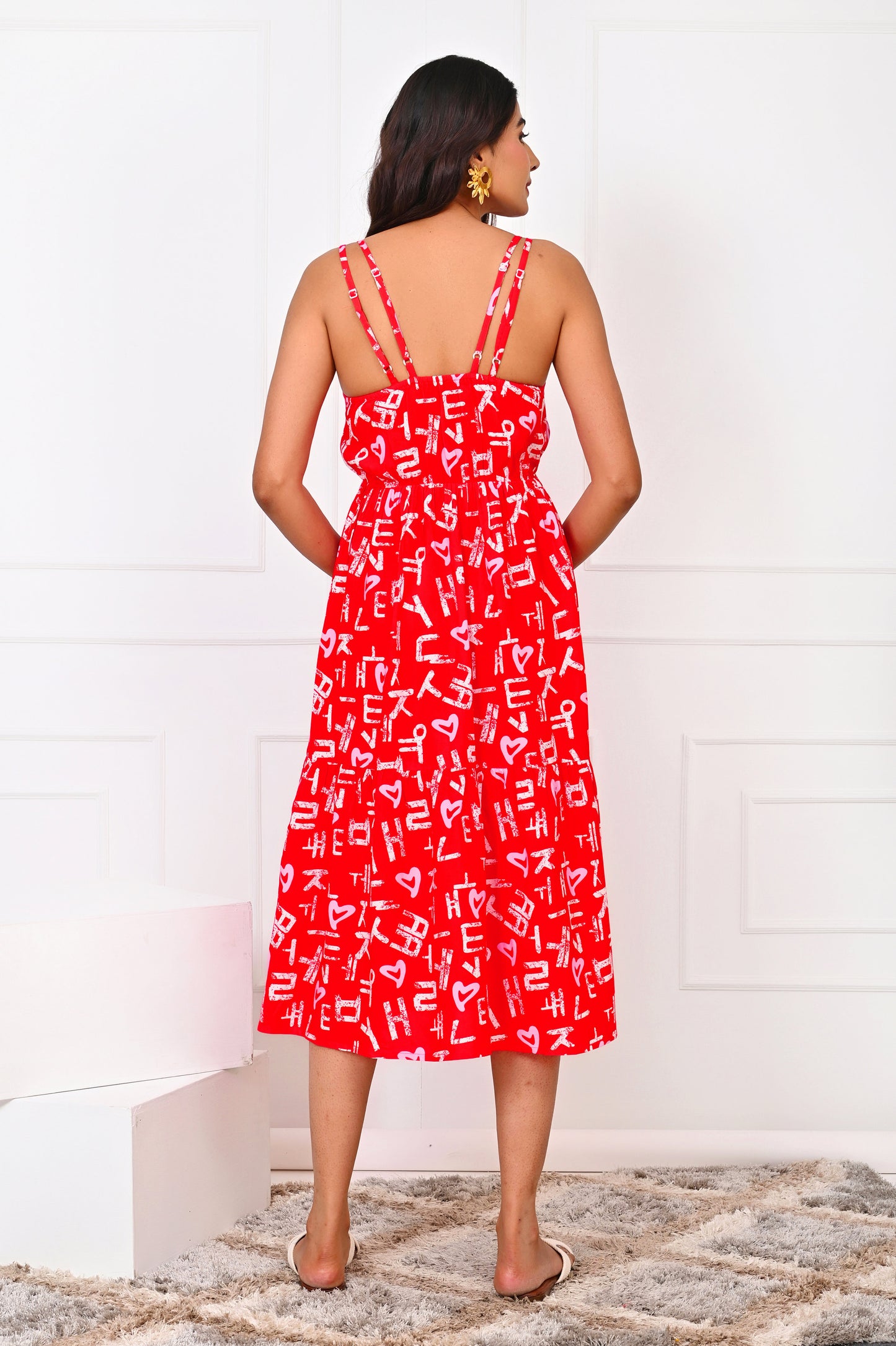 Girl’s Sleeveless Love Script Midi Dress – Cute Valentine Outfit