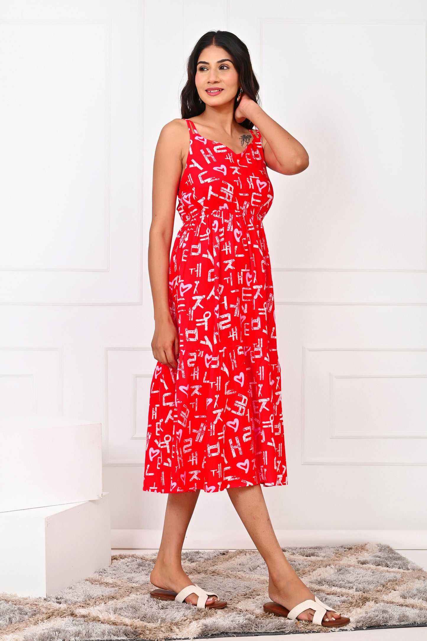 Girl’s Sleeveless Love Script Midi Dress – Cute Valentine Outfit