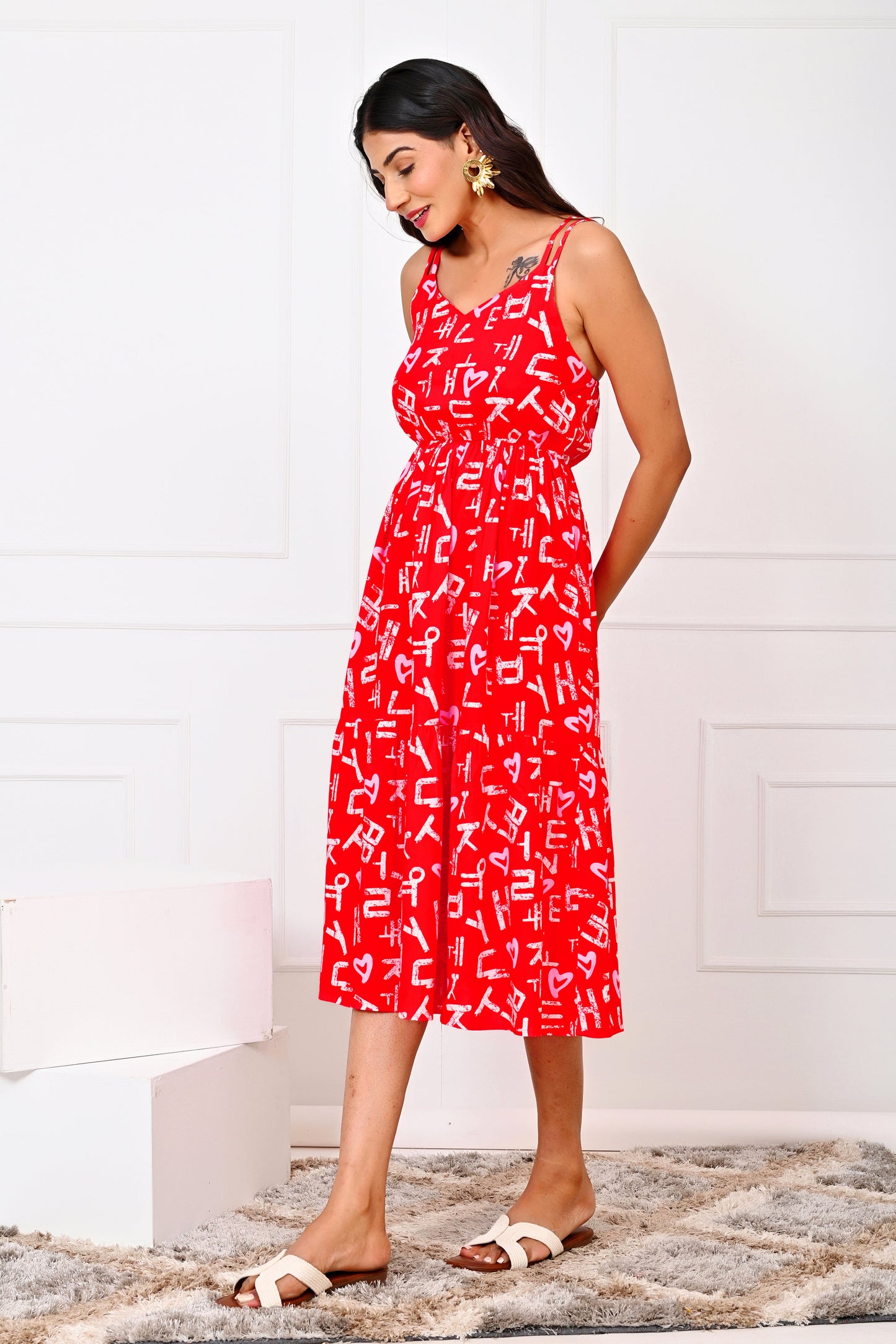 Girl’s Sleeveless Love Script Midi Dress – Cute Valentine Outfit