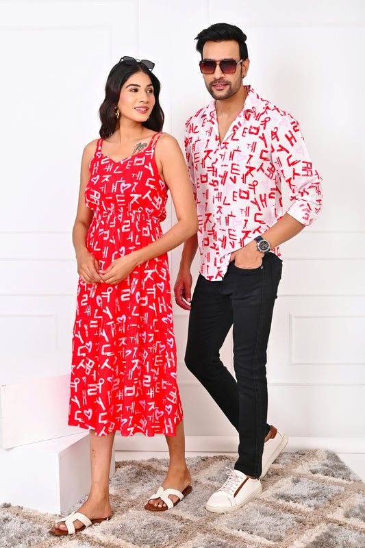 His & Her Matching Love Script Shirts – Couple Valentine Outfits