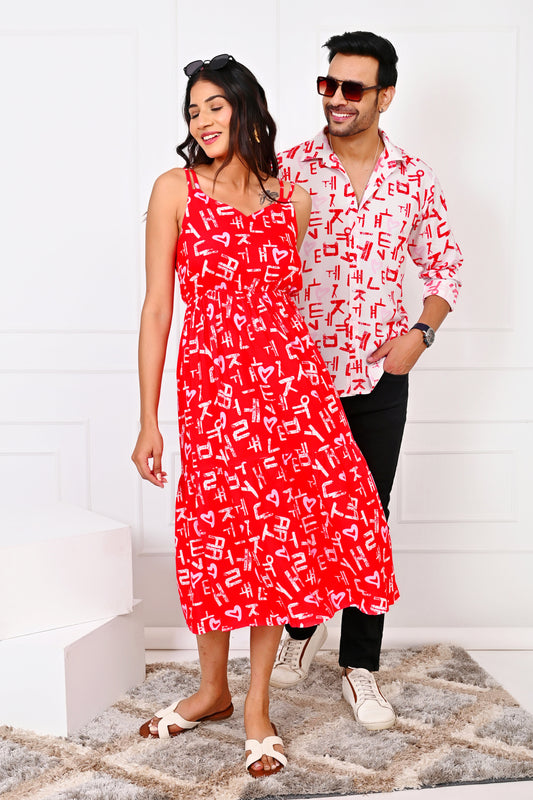 His & Her Matching Love Script Shirts – Couple Valentine Outfits