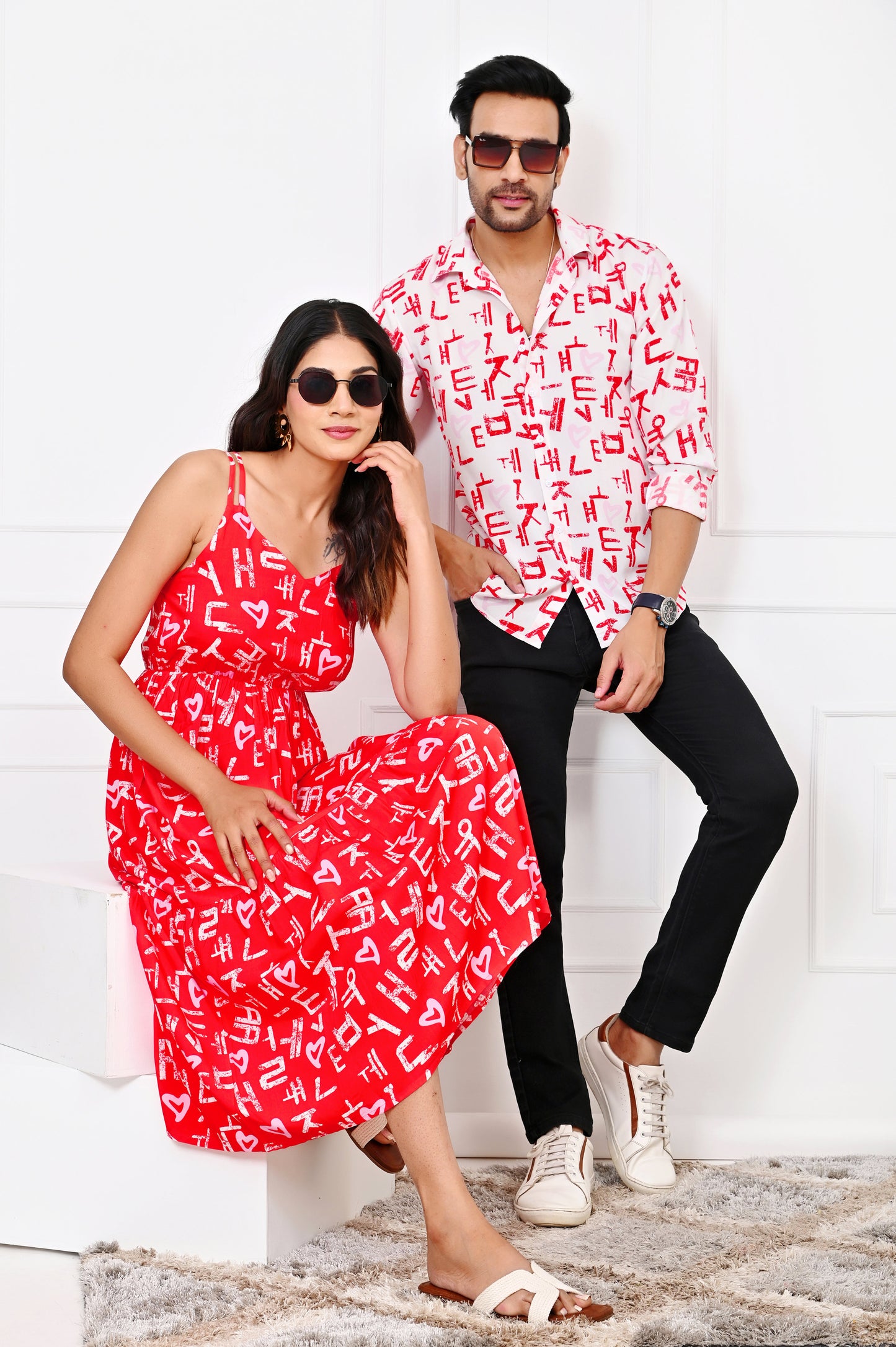 His & Her Matching Love Script Shirts – Couple Valentine Outfits