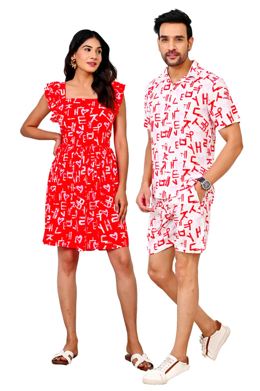 Couple Matching Valentine Dress Set – Love Script Co-Ord & Dress