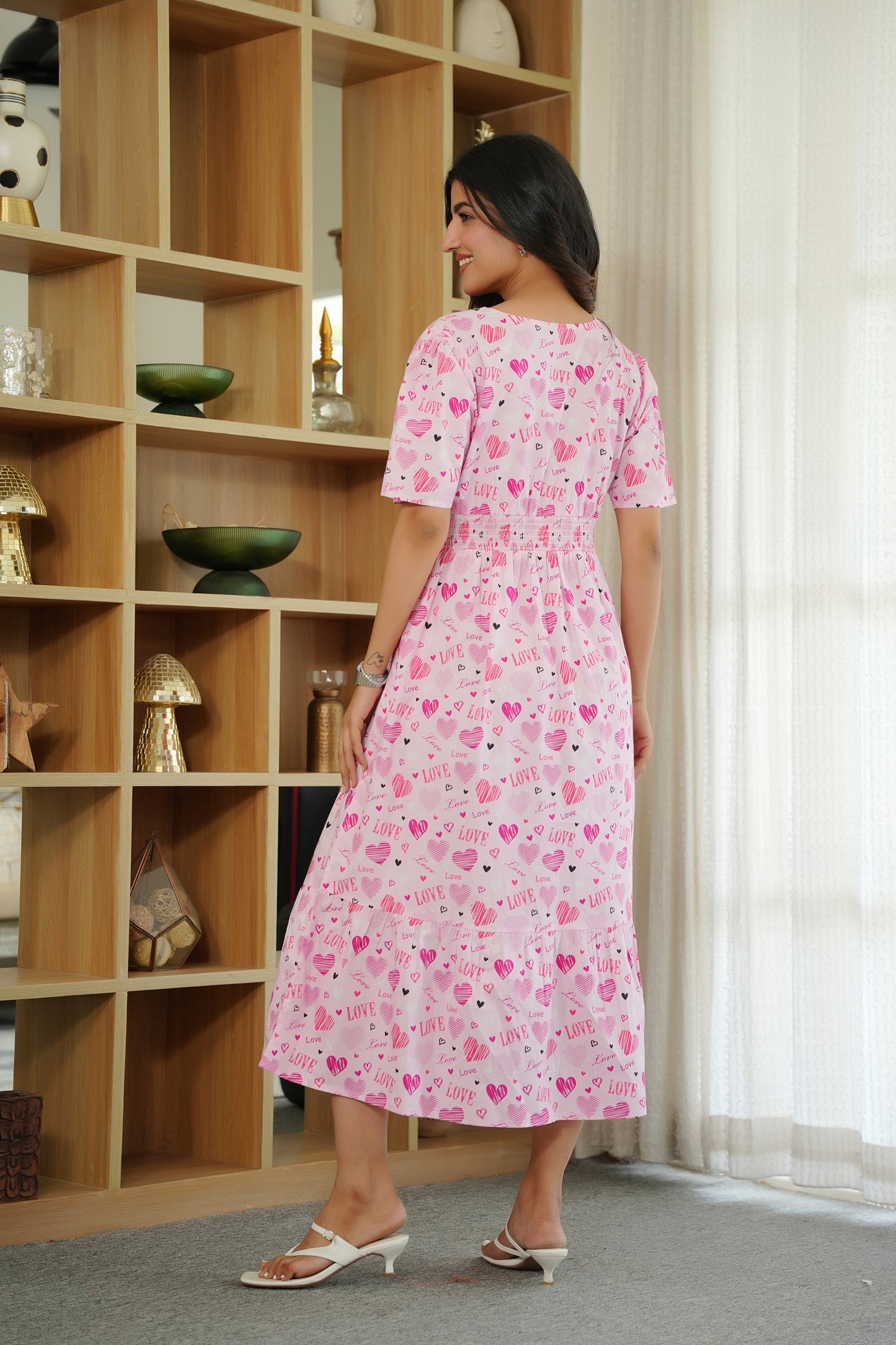 Women’s Flamingo Midi Dress – Printed Summer Vacation Dress