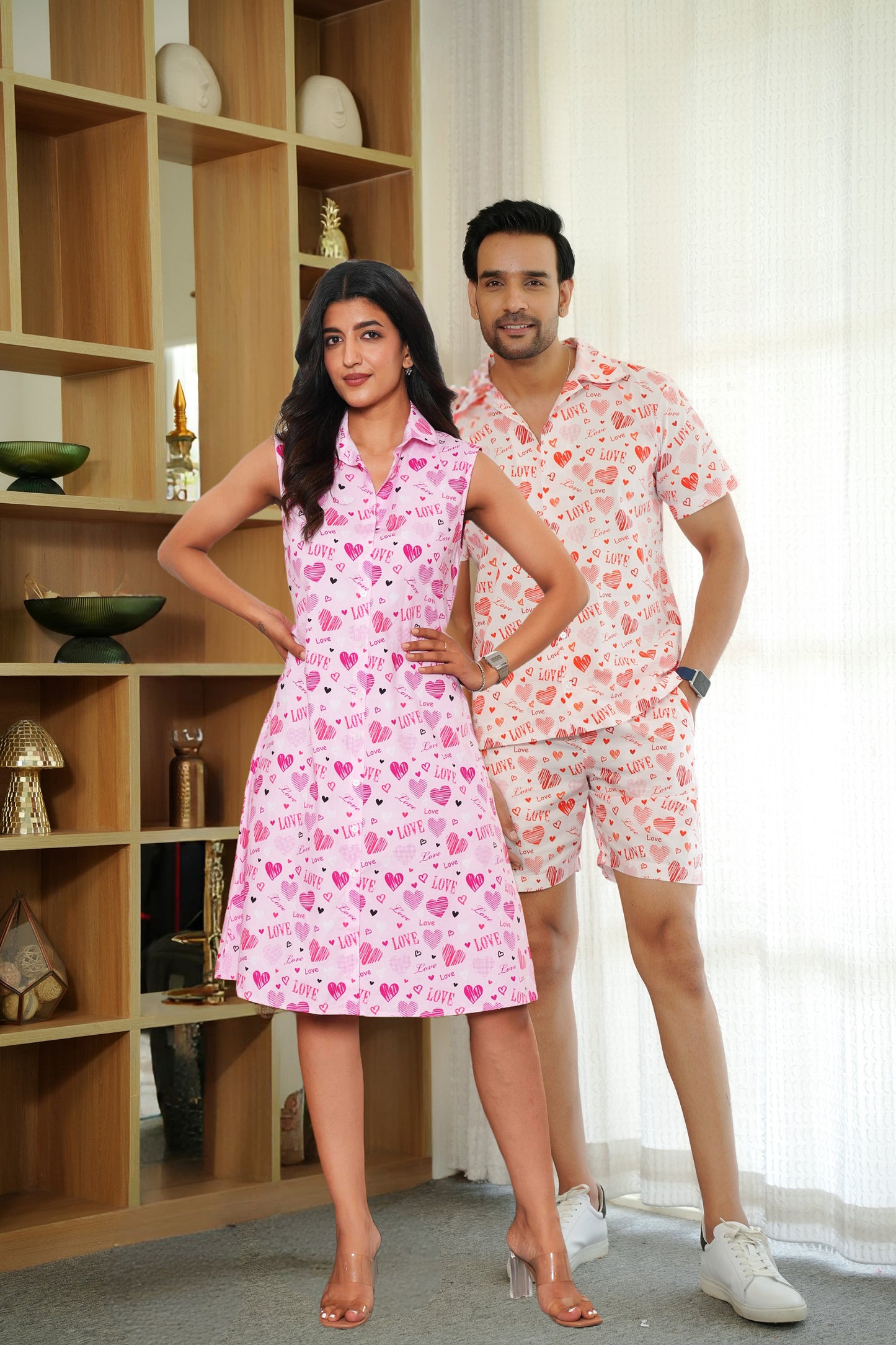 Couple Matching Valentine Dress Set – Love Script Co-Ord & Dress