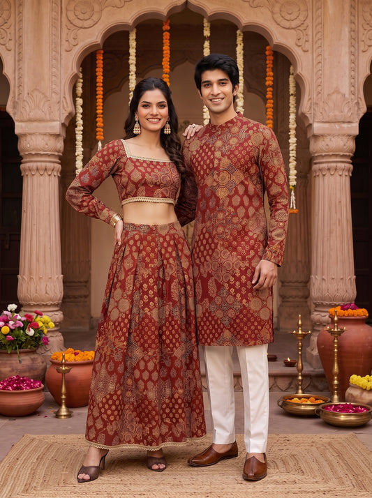 Couple Matching Ethnic Set – Cotton Festive Wear