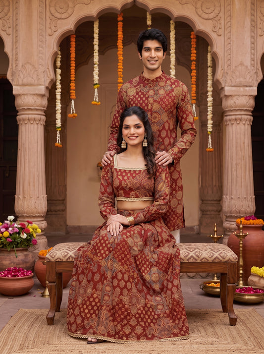 Couple Matching Ethnic Set – Cotton Festive Wear