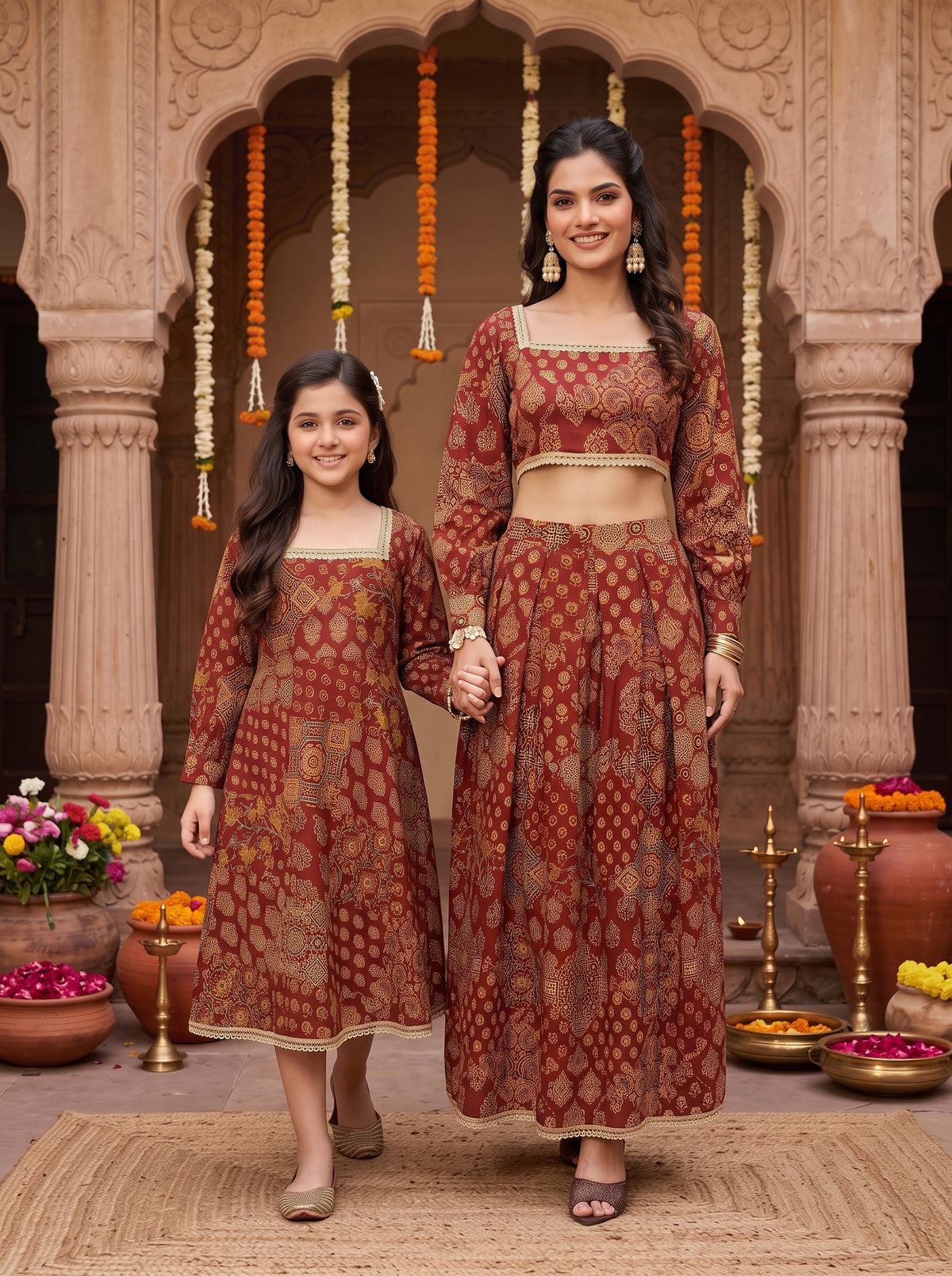 Mother & Daughter Matching Set – Cotton Ethnic Wear