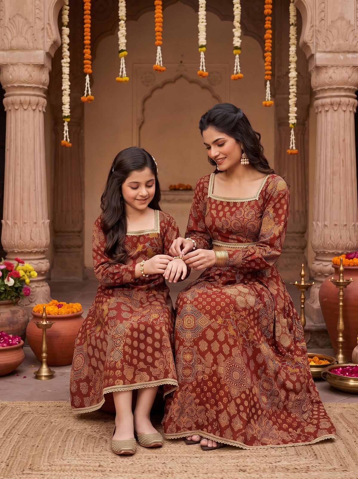 Mother & Daughter Matching Set – Cotton Ethnic Wear