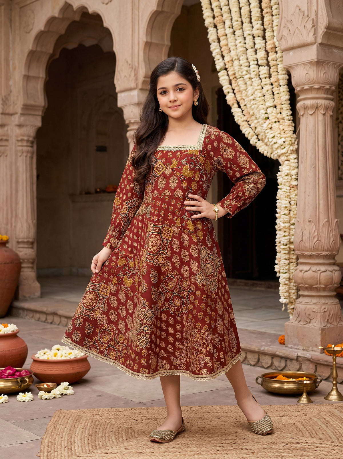 Girl’s Cotton Kurta Set – Festive Ethnic Wear
