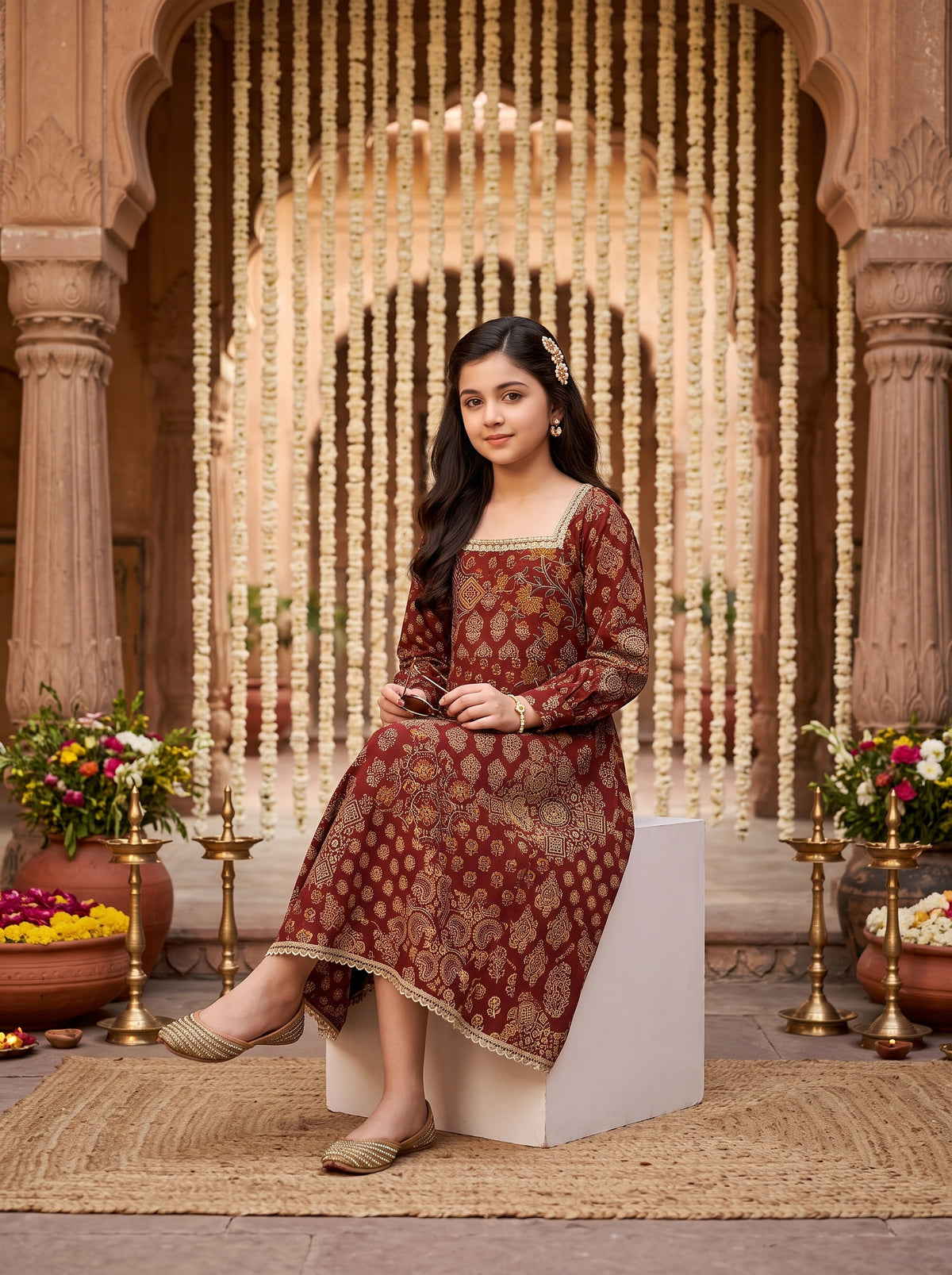 Girl’s Cotton Kurta Set – Festive Ethnic Wear