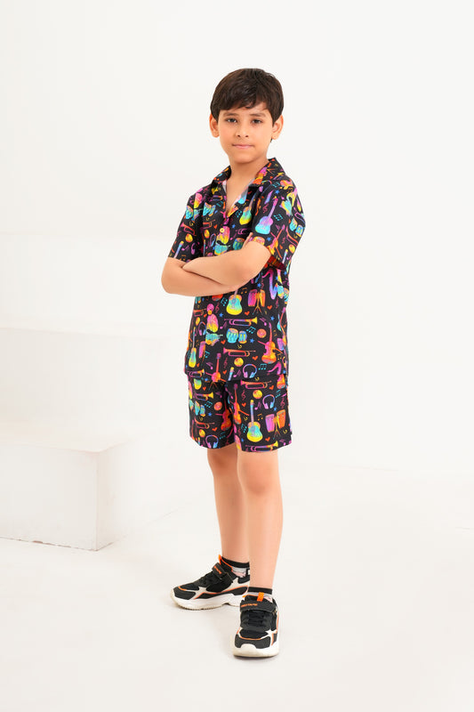 Boys’ Co-Ord Set – Shirt & Shorts In Tropical Print