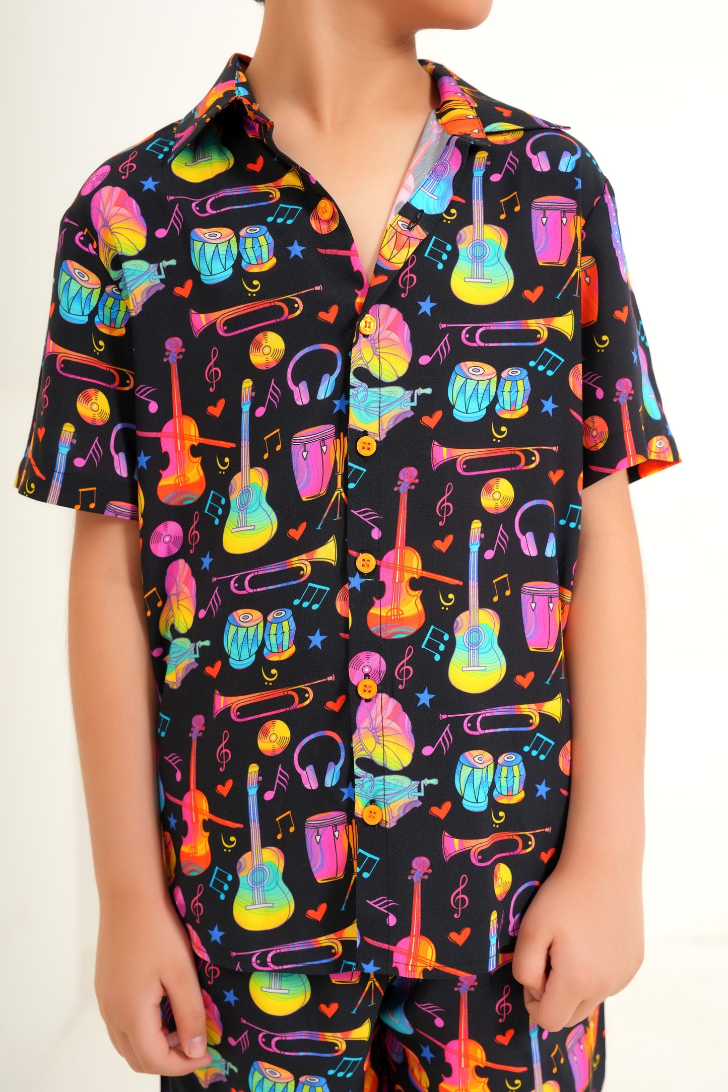 Boys’ Co-Ord Set – Shirt & Shorts In Tropical Print