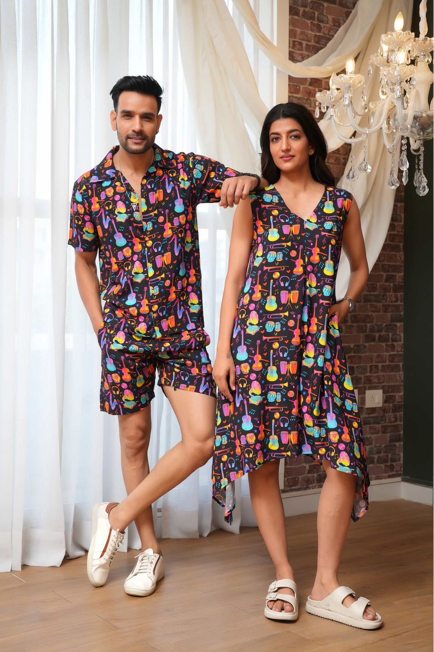Couple Tropical Print Combo – Shirt & Dress Set