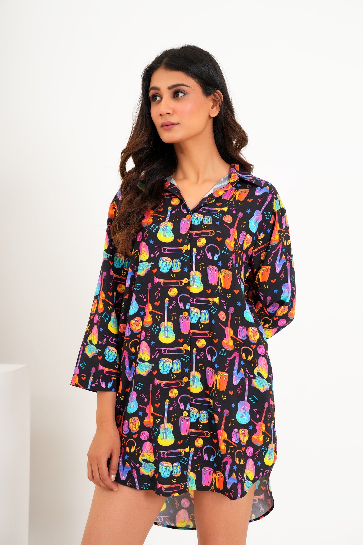 Women’S Tropical Print Shirt Dress – Casual Holiday Wear