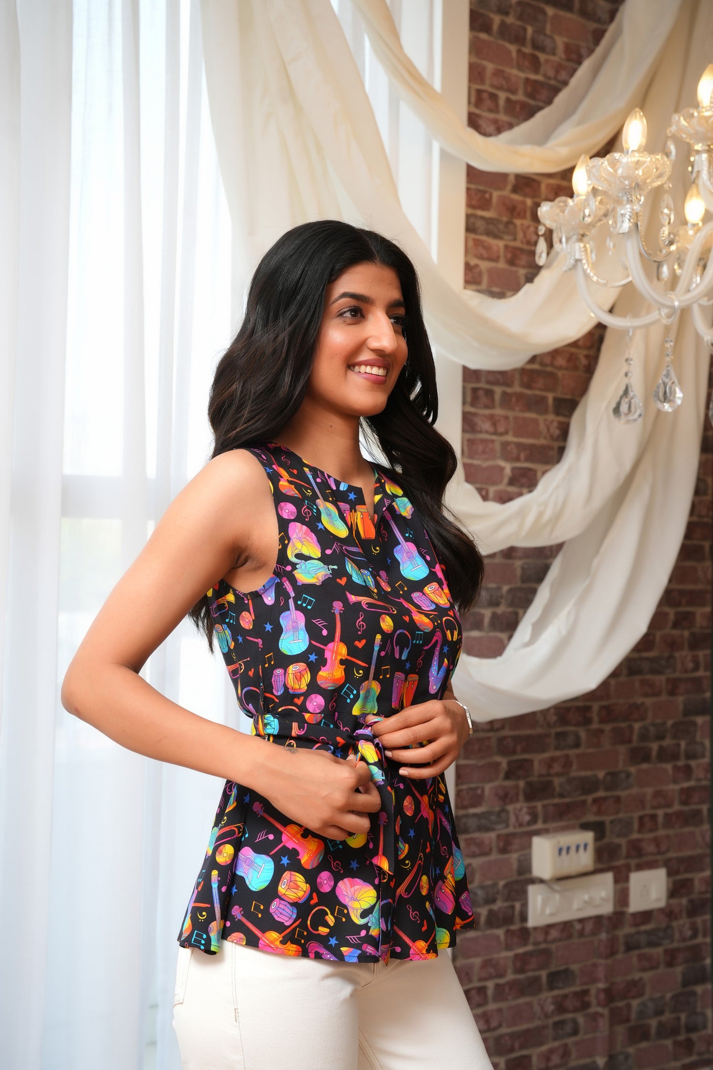 Women’S Top Printed – Sleeveless Tropical