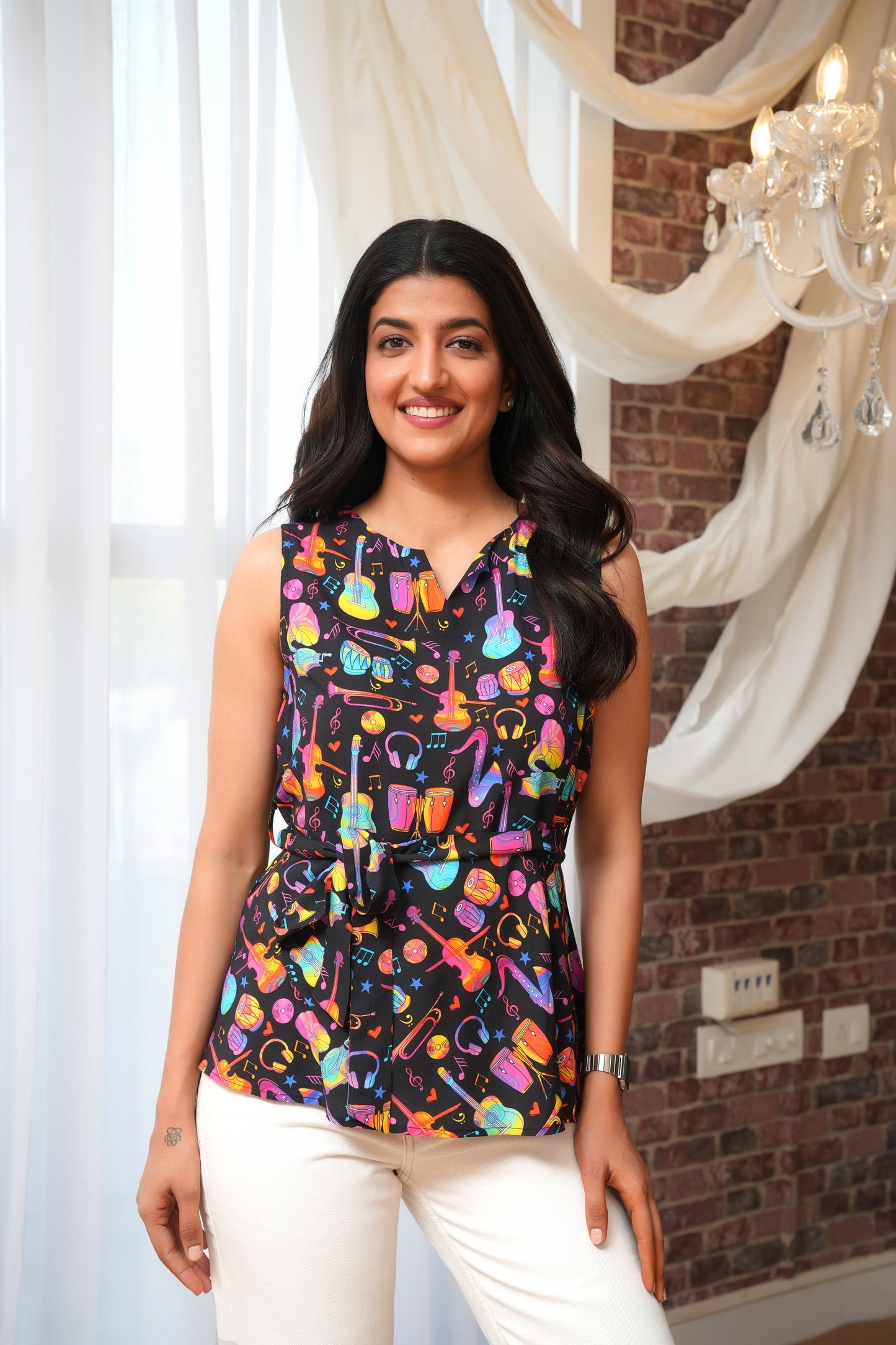 Women’S Top Printed – Sleeveless Tropical