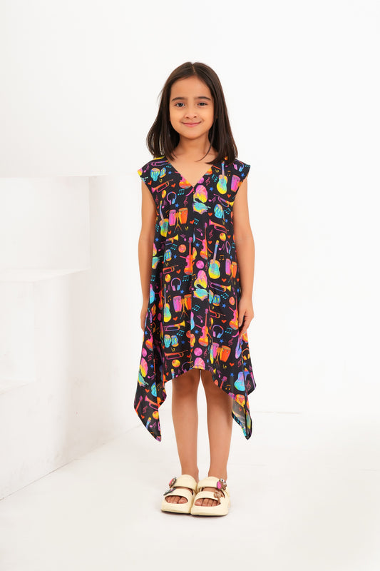Girls’ A-Line Dress – Sleeveless Printed Summer Look