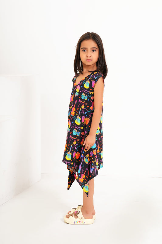 Girls’ A-Line Dress – Sleeveless Printed Summer Look