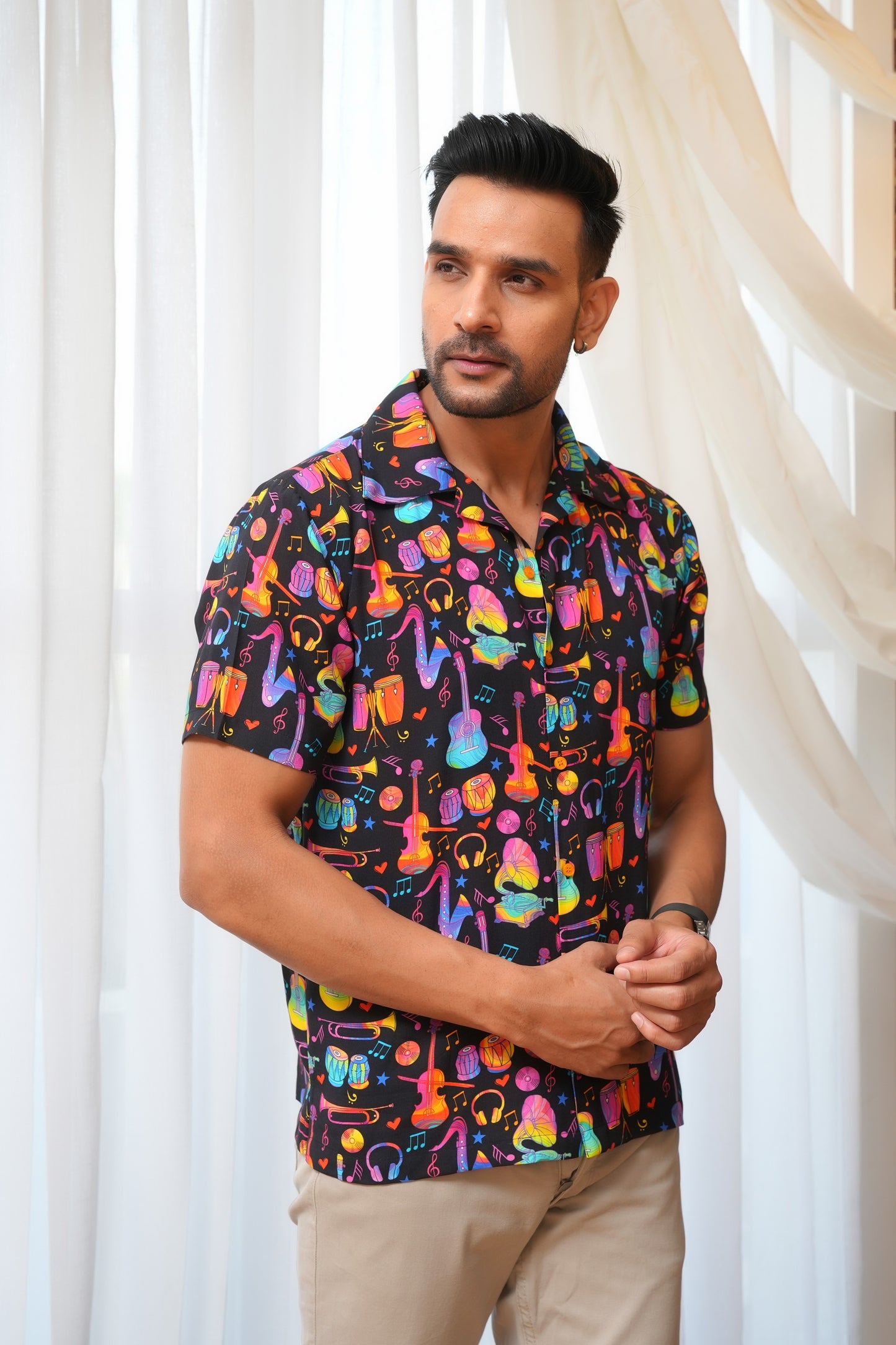 Men’S Printed Shirt – Short Sleeve, Statement Casual