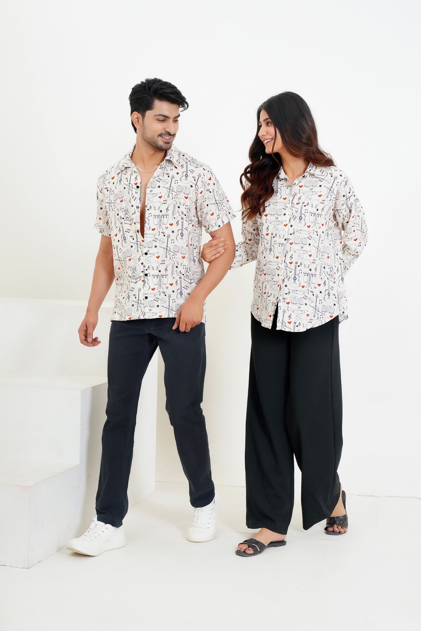 Couple Matching Combo – Shirt & Dress In Bold Prints