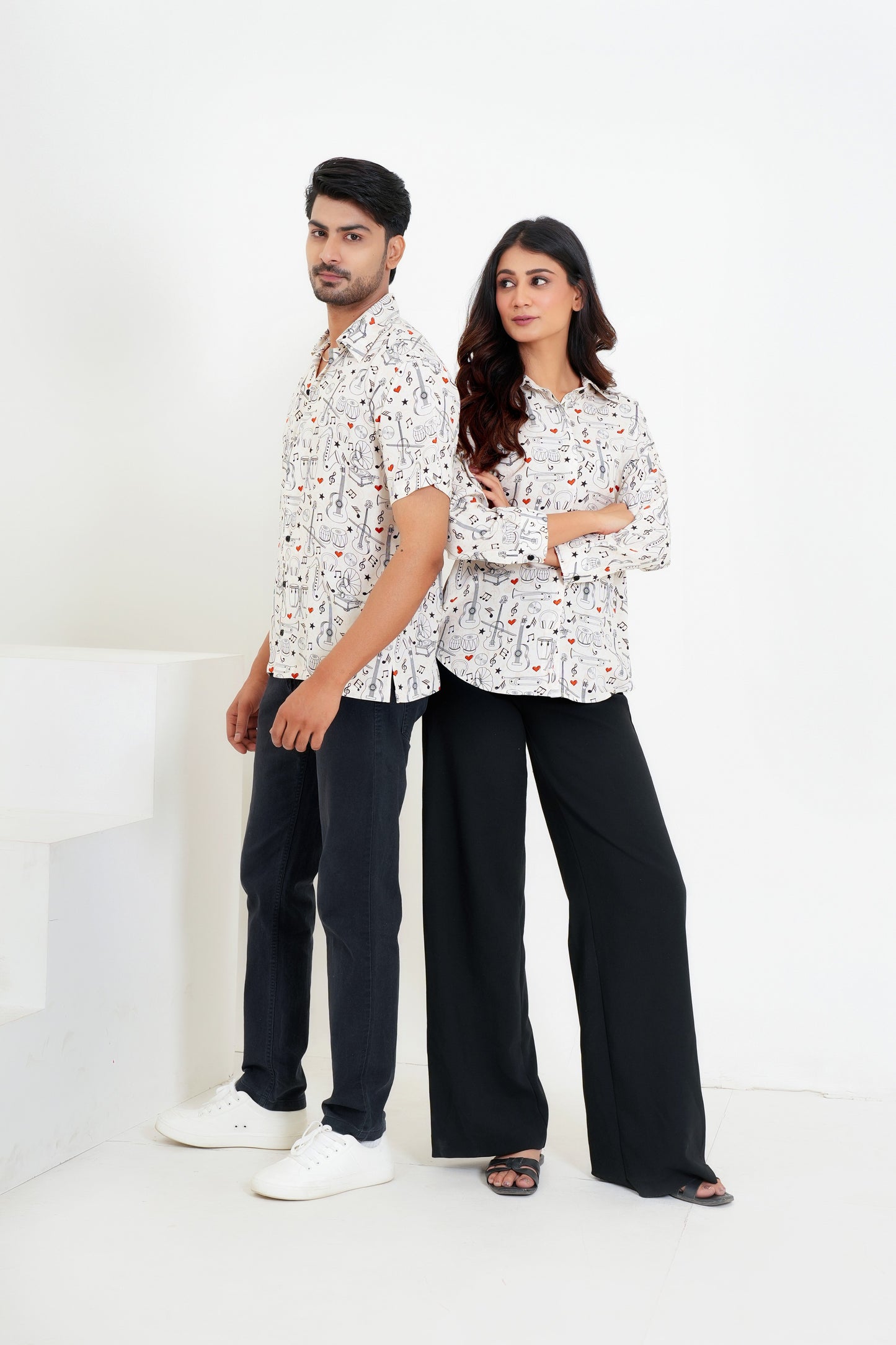 Couple Matching Combo – Shirt & Dress In Bold Prints