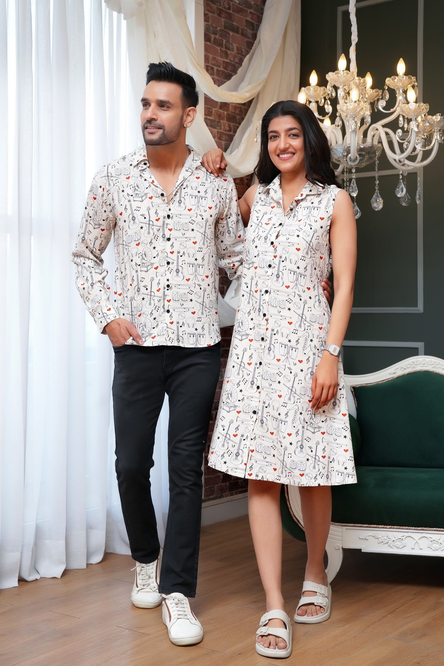 Couple Printed Outfit Combo – Stylish Resortwear Pairing