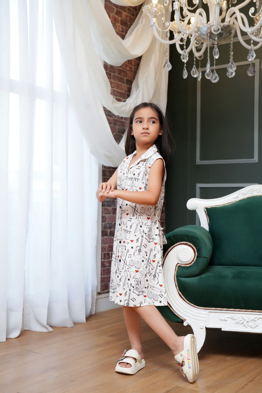 Girl’S Resort Dress – Sleeveless A-Line Tropical Printed Summer Wear