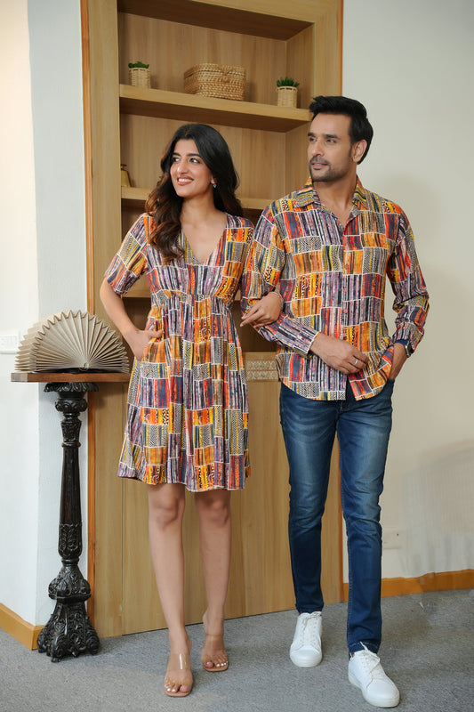 Couple Twinning Outfit – Shirt and Dress for Vacation Parties