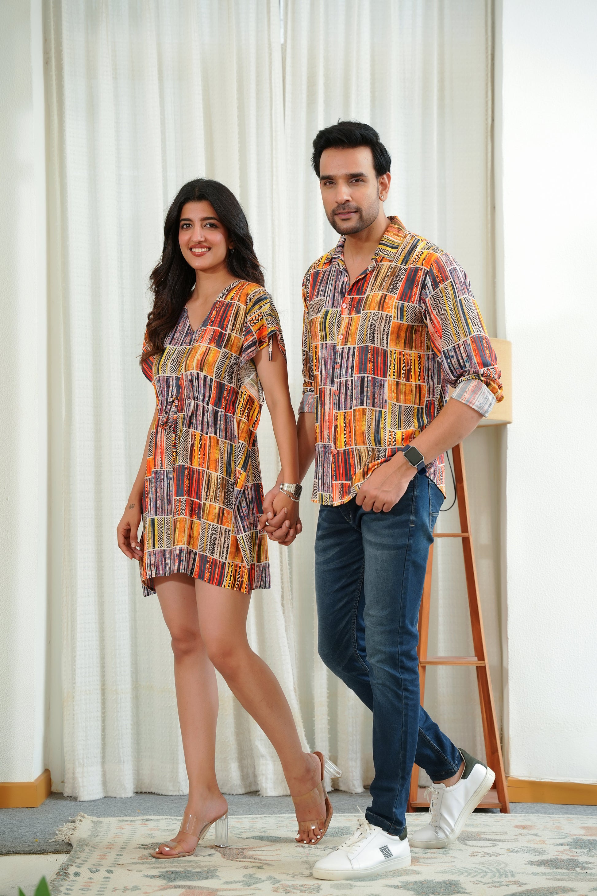 Couple Beach Outfit – Matching Shirt and Midi Dress – TheStylore