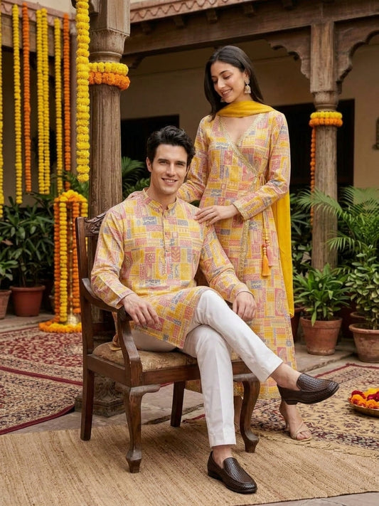 Couple Matching Ethnic Set – 100% Cotton Festive Wear