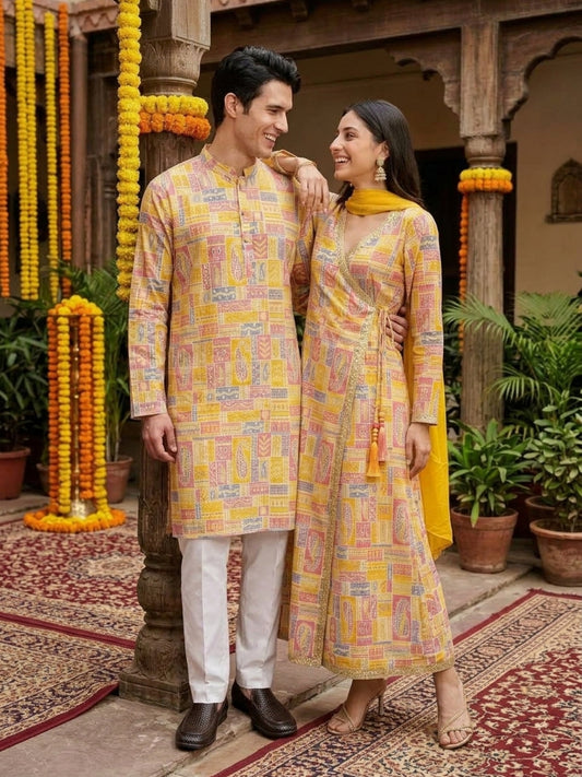 Couple Matching Ethnic Set – 100% Cotton Festive Wear