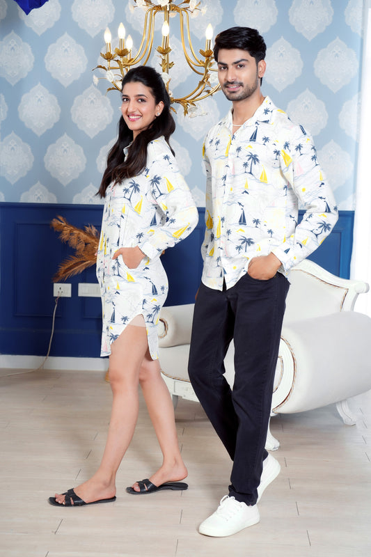Couples' Vacation Matching Sets – Tropical Print Viscose Outfits