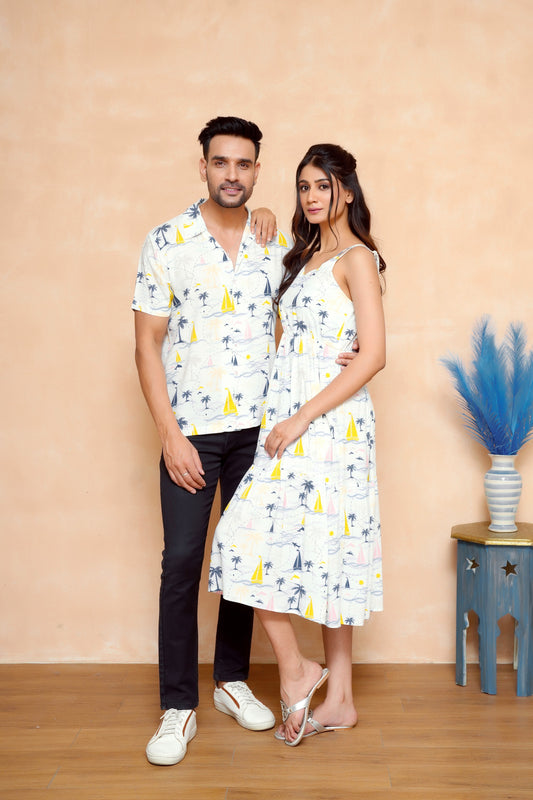 Romantic Couple Matching Resort Wear – Premium Viscose Sets