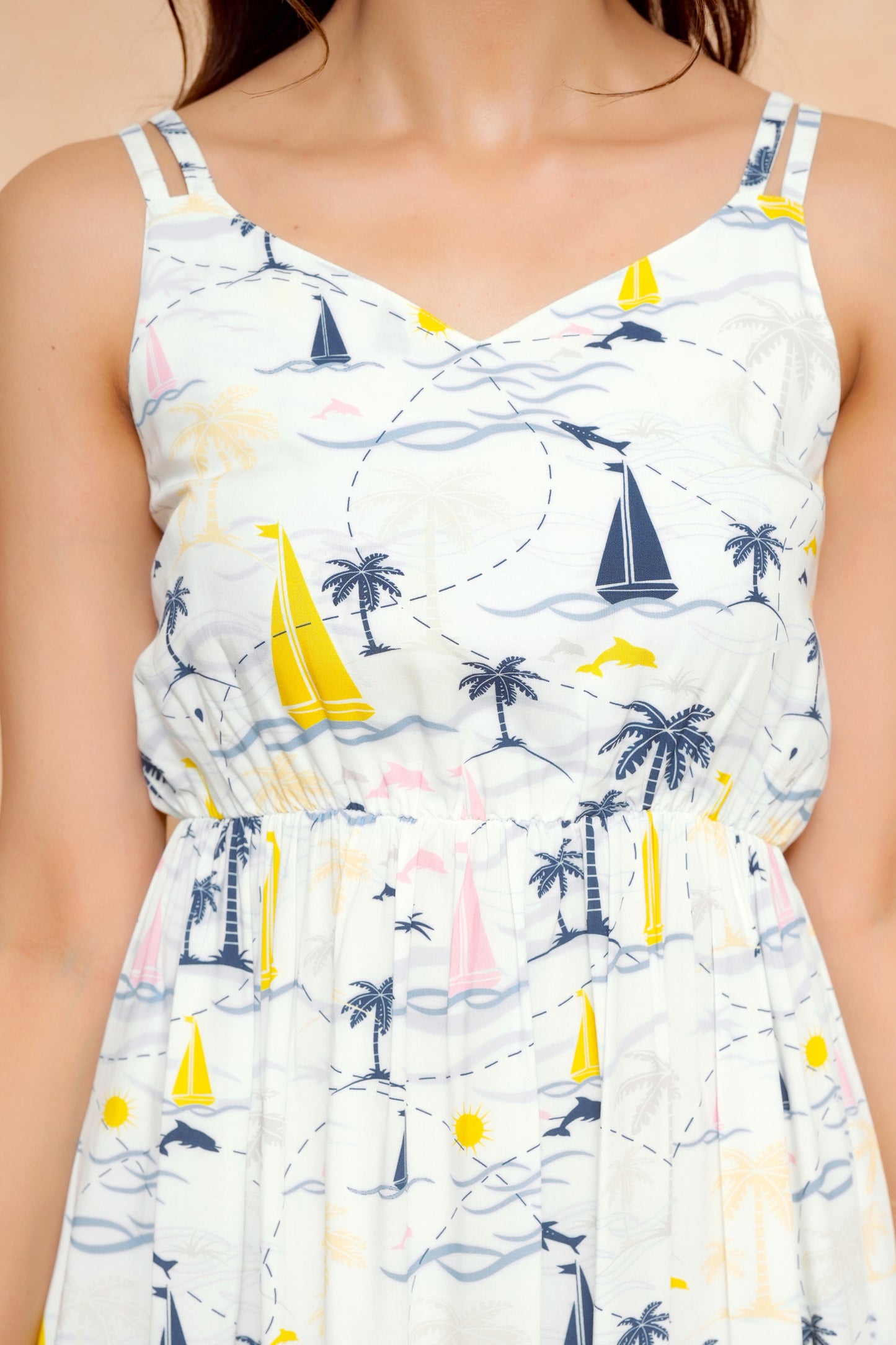 Sleeveless A-Line Midi Dress for Women – Lightweight Beach Outfit