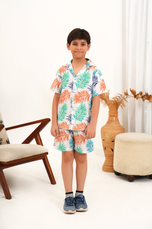 Boy’s Co-Ord Set – Cabana Collar Summer Vacation Wear