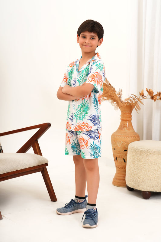 Boy’s Co-Ord Set – Cabana Collar Summer Vacation Wear