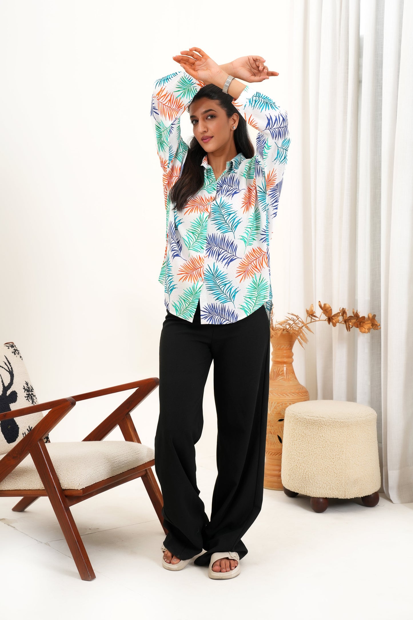 Full Sleeve Shirt for Women – Allover Printed Resort Fashion