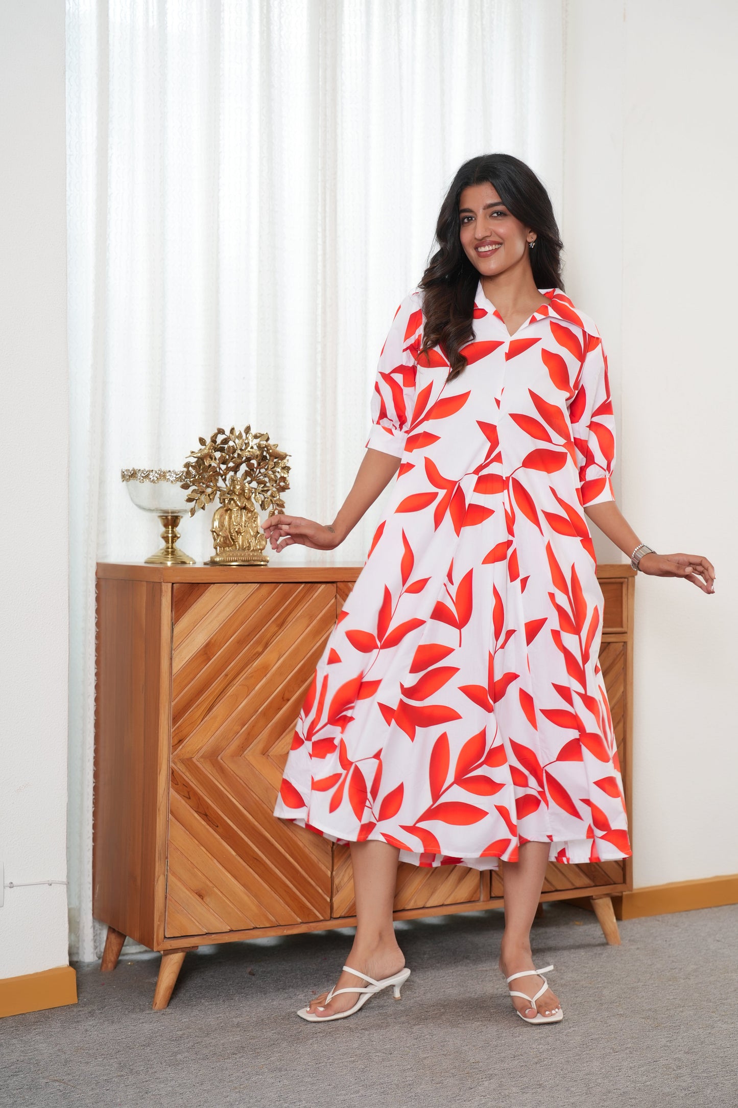 Women Printed Midi Dress – Tropical Vacation Pool Party and Holiday Outfit